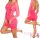 Hosszú ujjú áttetsző pink miniruha / party ruha (50196)
