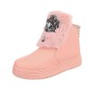 Rózsaszín szőrmés-strasszos magasított szárú sneaker / sportcipő / bokacsizma (an210)