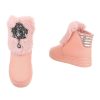 Rózsaszín szőrmés-strasszos magasított szárú sneaker / sportcipő / bokacsizma (an210)