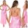 Elegáns rózsaszín nyitott láncos hátú maxi ruha hosszú ruha