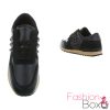 Fekete fűzős sportcipő fekete szegecsekkel (bd901)